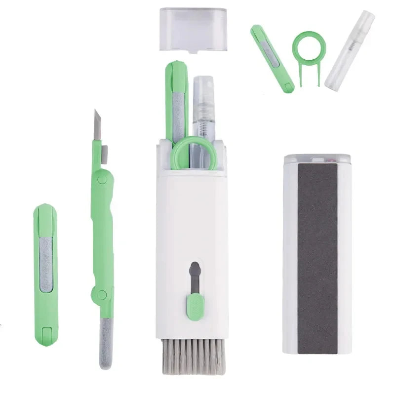 Kit de Limpeza Eletrônica 7 em 1 – Escova Multifuncional e Extrator de Teclas para Teclado, Notebook e Fones