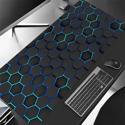 Desk Mat Gamer Gradiente Neon XXL – Mouse Pad Speed com Borda Costurada