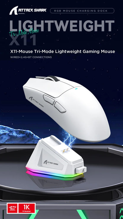 Attack Shark X11 — Mouse Gamer Tri-Mode