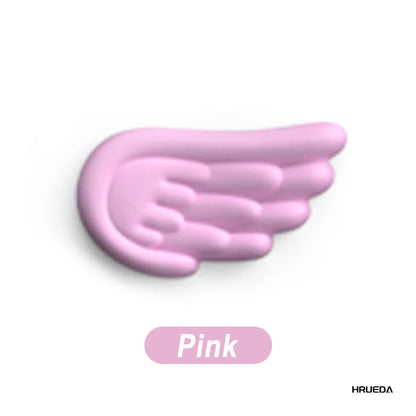Apoio de pulso para teclado e mouse em formato de asa de anjo, feito de espuma viscoelástica. Suporte ergonômico e antiderrapante para digitação fácil em computadores e laptops.