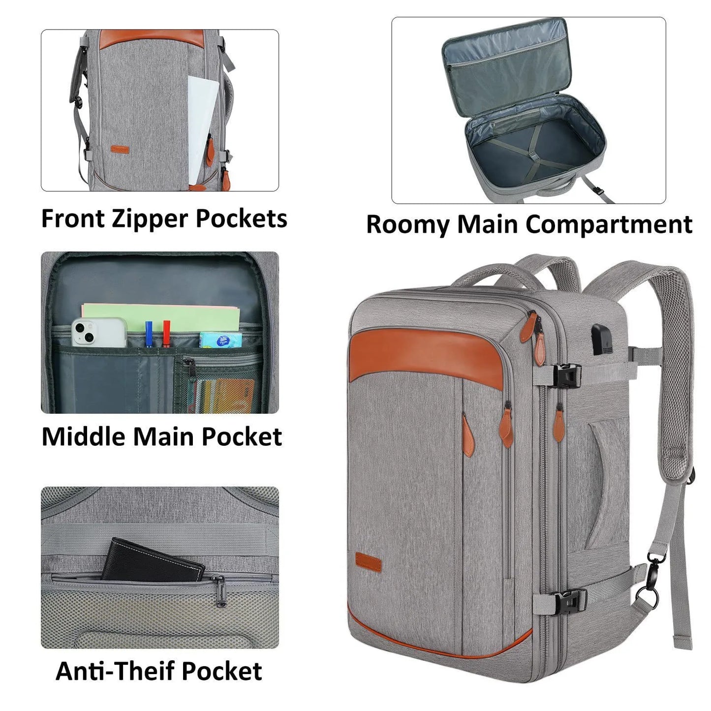 Mochila de Viagem Expansível Tipo Mala MOZHI (Acompanha 4 Organizadores)