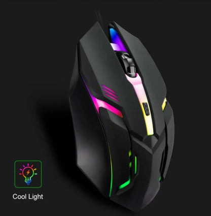Mouse Gamer Ergonômico USB com RGB — 1600 DPI