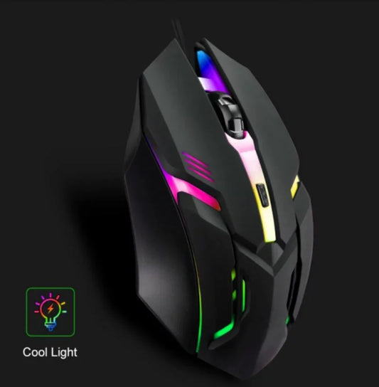 Mouse Gamer Ergonômico USB com RGB — 1600 DPI