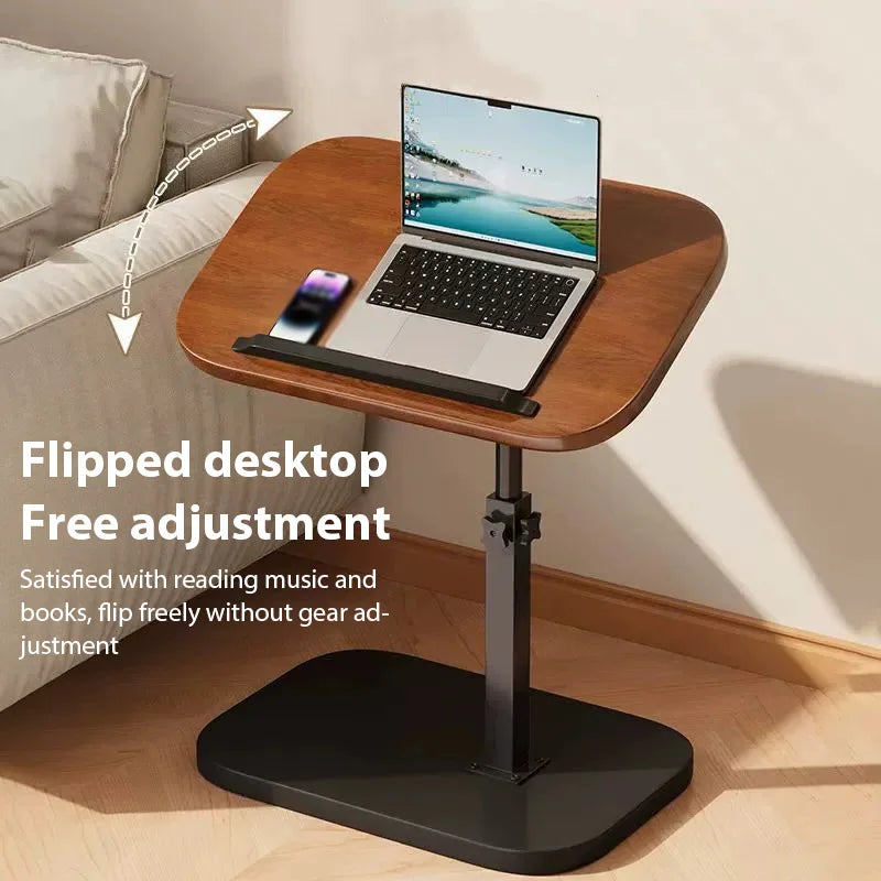 Mesa Lateral de Apoio com Ajuste de Altura e Rodinhas para Sofa e Cama