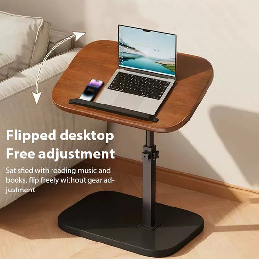 Mesa Lateral de Apoio com Ajuste de Altura e Rodinhas para Sofa e Cama