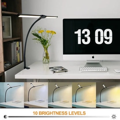 Luminária de Mesa LED DBF com Haste Flexível Gooseneck, CRI 90 e Controle Térmico/Luminoso (Single/Double Head)