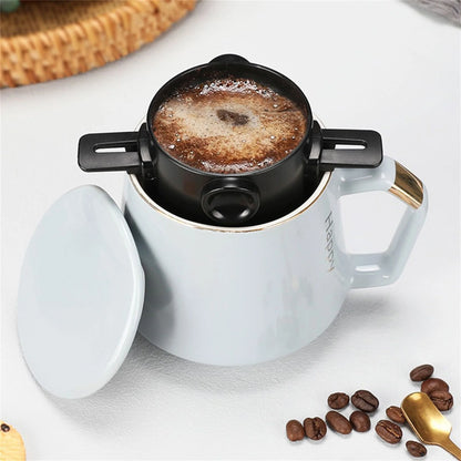 Kit Cafeteira Portátil Pour Over com Filtro Retrátil Inox e Caneca