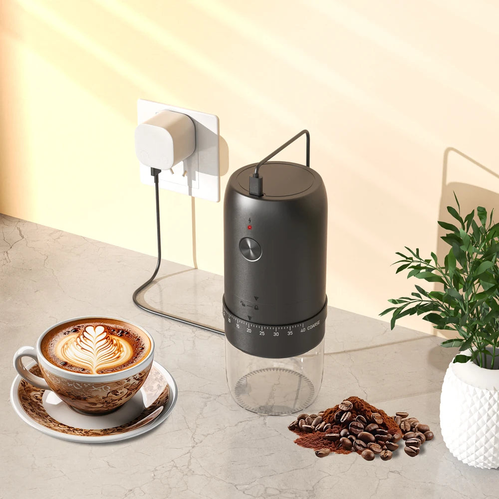 Moedor de Café Elétrico Portátil CLITON com Mós Cônicas e Ajuste Externo de 40 Níveis