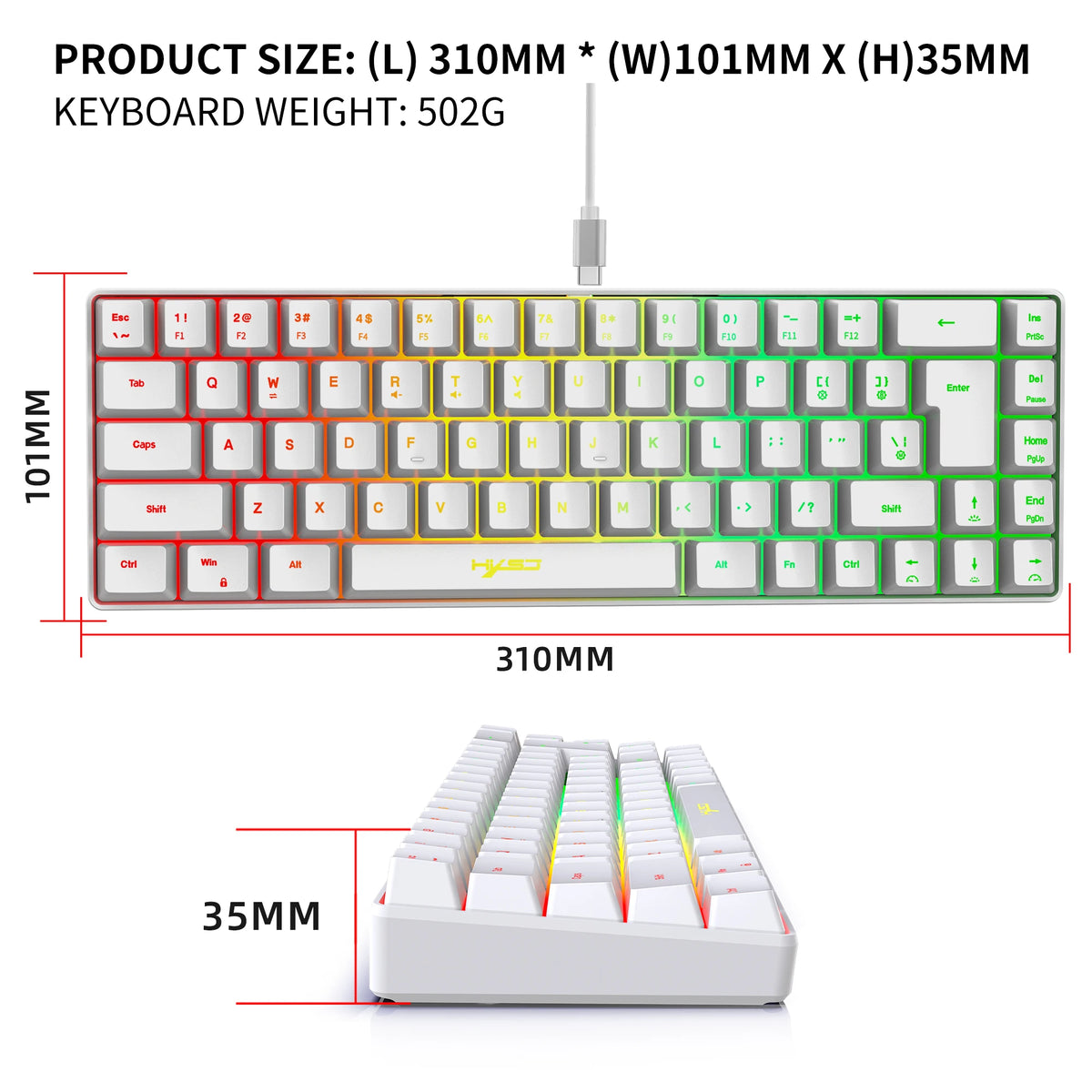HXSJ V200 + T90 — Combo Teclado 68 Teclas e Mouse Gamer