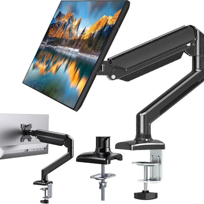 Suporte de Mesa Elevatório e Ajustável para Monitor de 17" a 32" – Base de Liga de Alumínio de Alta Resistência, Capacidade de Carga de 10kg e Ajuste Ergonômico de Altura