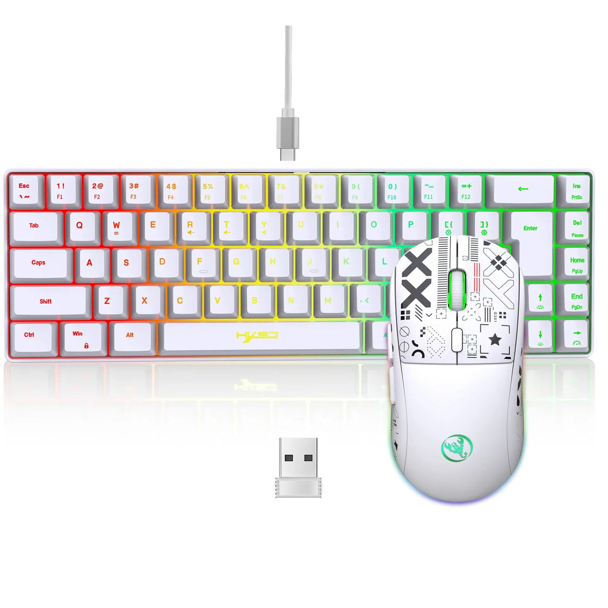 HXSJ V200 + T90 — Combo Teclado 68 Teclas e Mouse Gamer