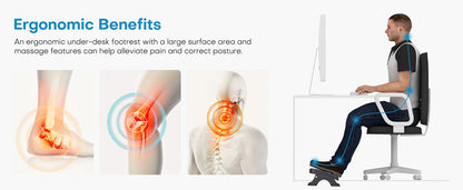 Apoio de Pés Ergonômico de Alta Resistência – Suporte de Mesa com Rolos de Massagem (Suporta até 54 kg)