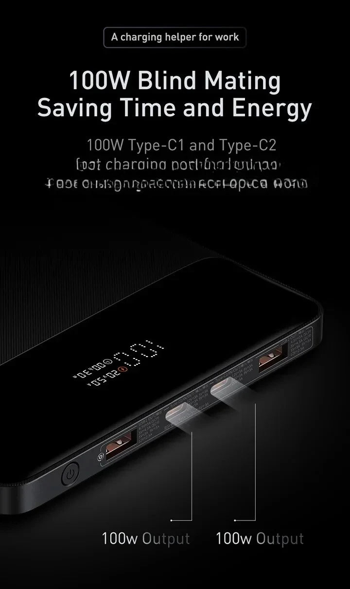 Power Bank Baseus Blade 20000mAh 100W Ultra-Slim com Display Digital Inteligente