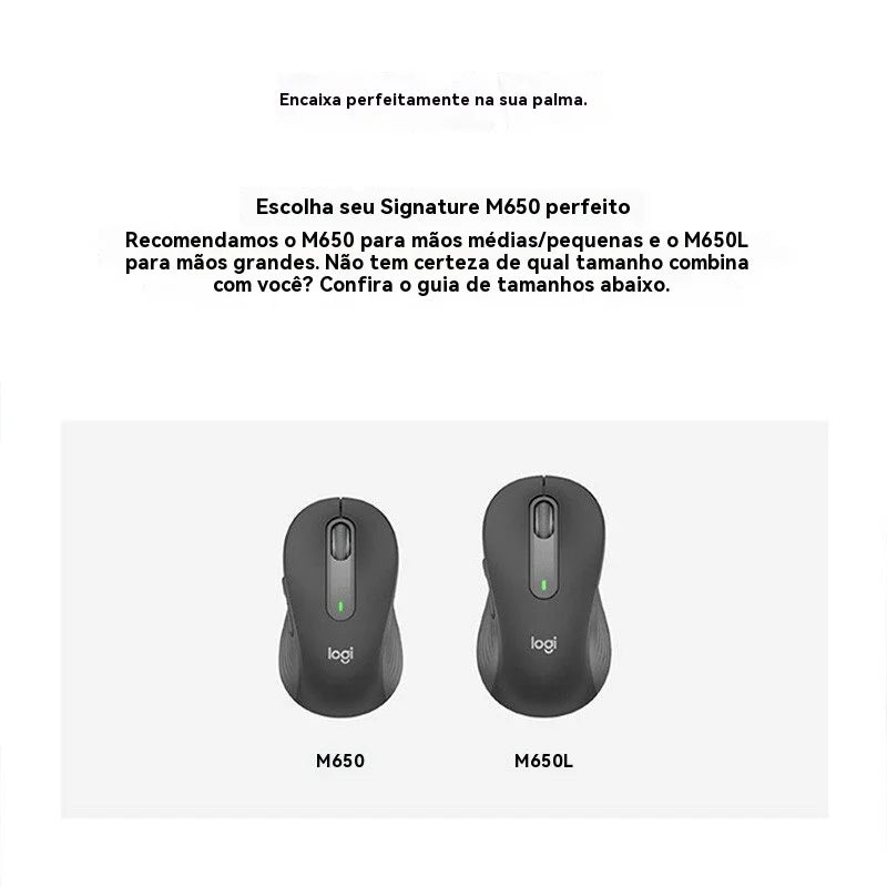 Mouse Logitech M650/M650L Sem Fio 2.4 GHz Ergonômico para PC e Notebook