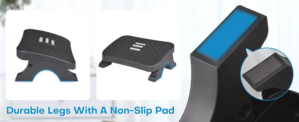 Apoio de Pés Ergonômico de Alta Resistência – Suporte de Mesa com Rolos de Massagem (Suporta até 54 kg)