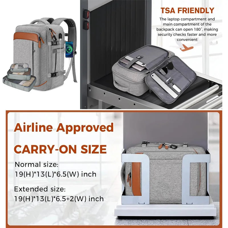 Mochila de Viagem Expansivel 40L Aprovada para Voo MOZHI