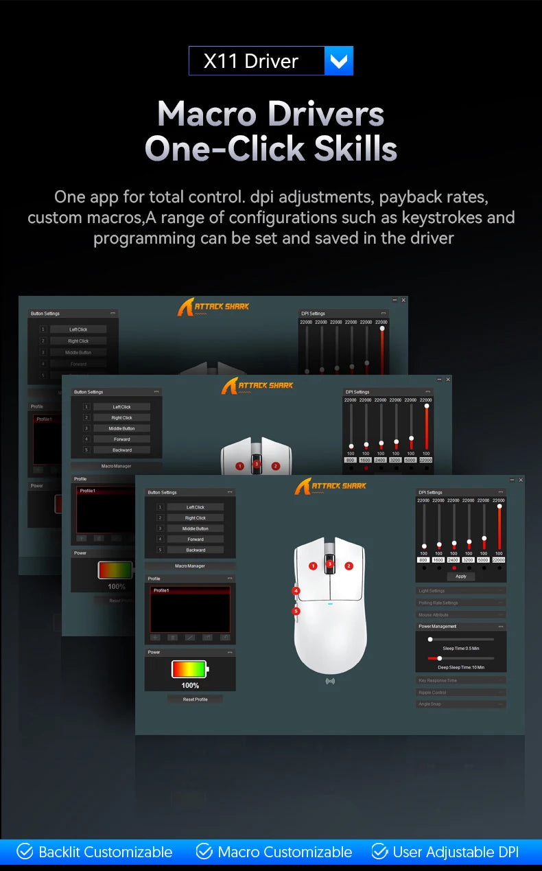 Attack Shark X11SE — Mouse Gamer Tri-Mode