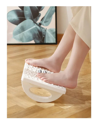 Apoio de Pés Ergonômico Balanço 180° – Suporte de Mesa com Rolos de Massagem Ativa