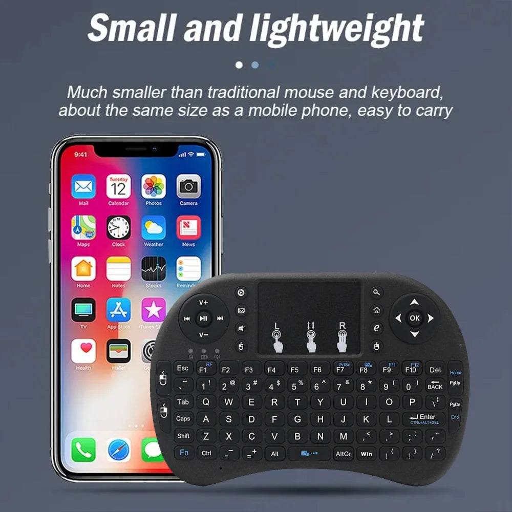 MRSVI i8 — Mini Teclado Sem Fio 2.4G com Touchpad