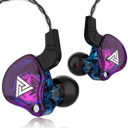Fone de Ouvido Retorno de Palco In-Ear QKZ AK6 – Driver Dinâmico de 10mm, Cabo TPE com Microfone e Conexão P2 de 3.5mm para Monitoramento e Uso Diário