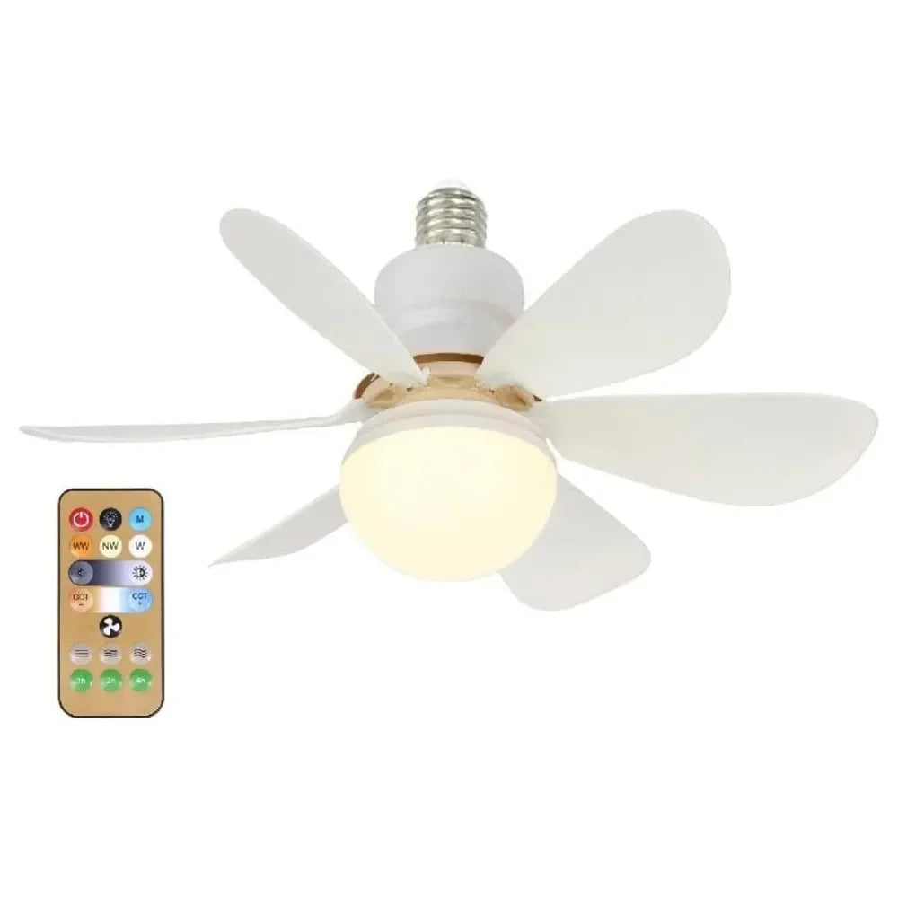 Lâmpada Ventilador de Teto LED 40W Bivolt E27 Dimerizável com Controle Remoto