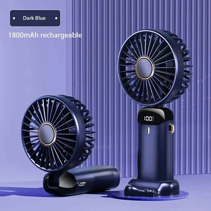 Mini Ventilador Portátil de Mão e Pescoço OIMG N15 Dobrável com Display LED e Suporte para Celular