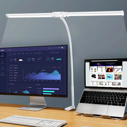Luminária de Mesa LED DBF com Haste Flexível Gooseneck, CRI 90 e Controle Térmico/Luminoso (Single/Double Head)
