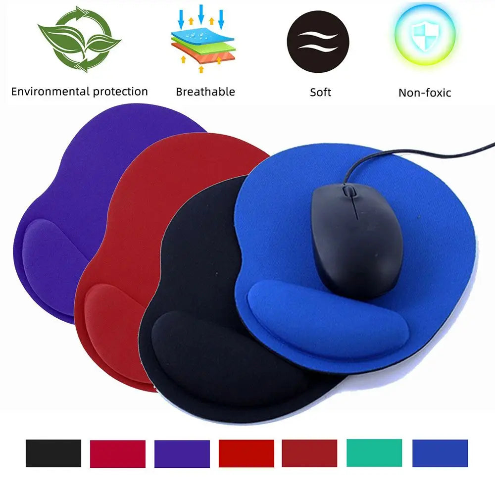 Mousepad ergonômico com apoio de pulso, confortável e antiderrapante, para PC e laptop.