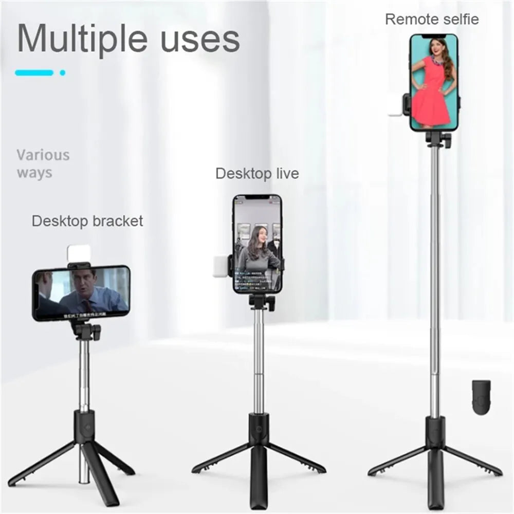 AILEHKUO R1 — Bastão de Selfie com Tripé, Bluetooth e Luz LED