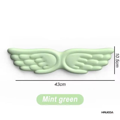 Apoio de pulso para teclado e mouse em formato de asa de anjo, feito de espuma viscoelástica. Suporte ergonômico e antiderrapante para digitação fácil em computadores e laptops.