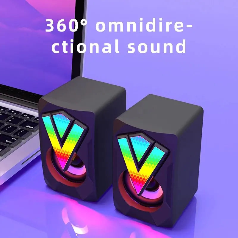 Caixa de Som USB para PC — Estéreo com LED