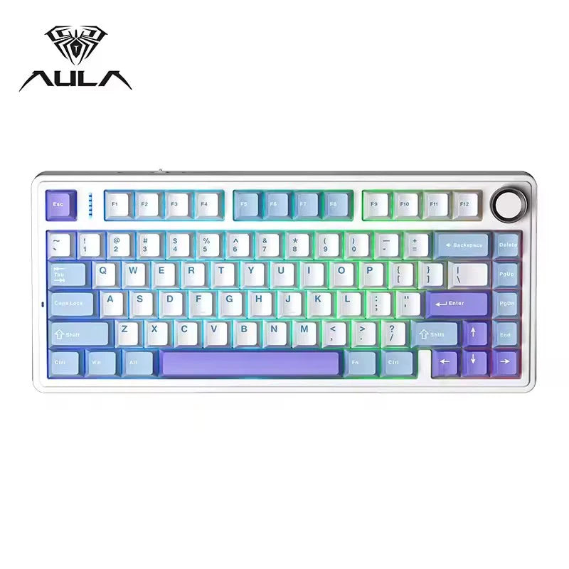Teclado Mecânico Gamer AULA F75 75% RGB Tri-Mode 2.4G Bluetooth USB