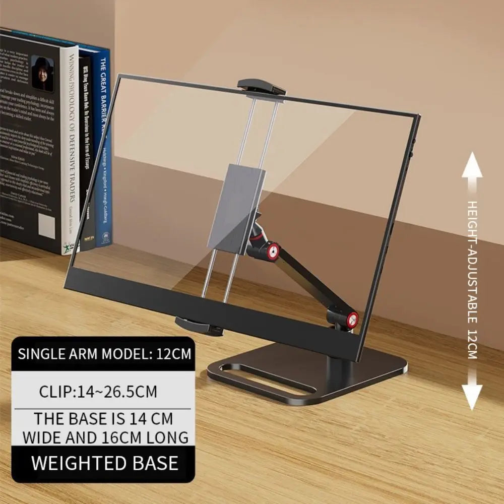 Suporte de Mesa Articulado para Monitor Portátil e Tablet – Base de Alumínio com Rotação 360° e Braço Dobrável Ajustável