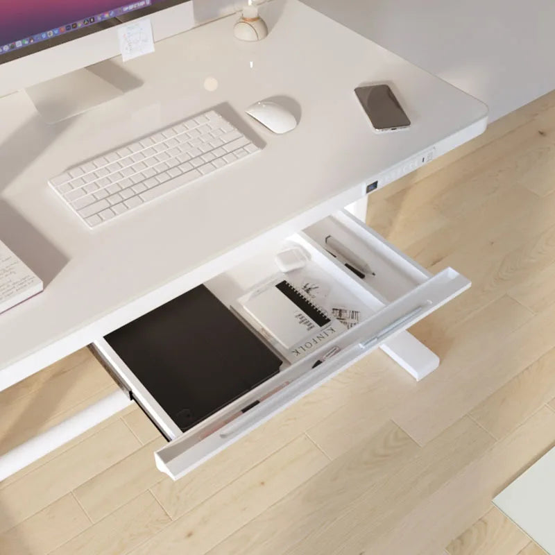 Mesa Ergonômica Inteligente Sit-Stand Elétrica XMSJ/Hollin – Tampo de Vidro Temperado, Estrutura de Aço Motorizada com Ajuste Automático de Altura e Certificação TUV para Alta Performance