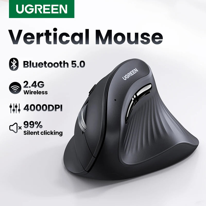 UGREEN — Mouse Vertical Ergonômico Sem Fio 4000 DPI