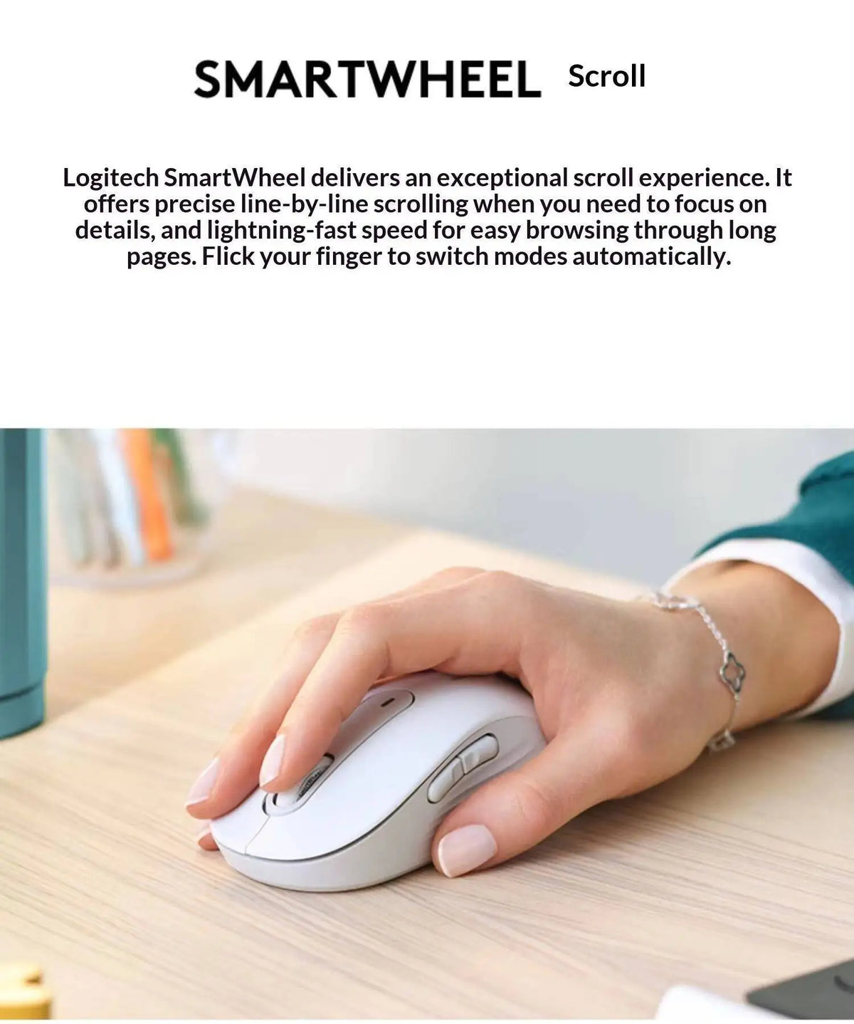 Logitech M650 — Mouse Ergonômico Sem Fio