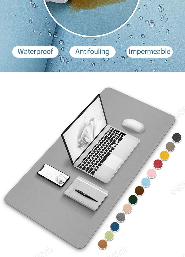 Mousepad grande para escritório, protetor de mesa em couro PU impermeável, ideal para teclado, jogos e acessórios de PC.