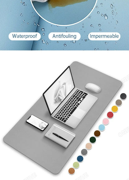 Mousepad grande para escritório, protetor de mesa em couro PU impermeável, ideal para teclado, jogos e acessórios de PC.