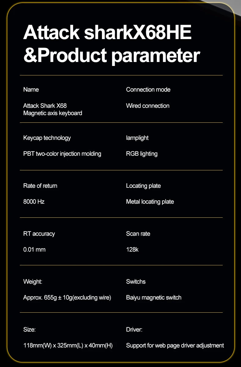 Attack Shark X68HE — Teclado Gamer Magnético 8000Hz