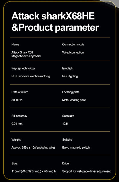 Attack Shark X68HE — Teclado Gamer Magnético 8000Hz
