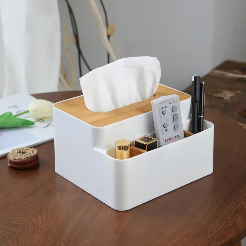 Organizador de Mesa Multifuncional com Divisórias – Porta Controle Remoto, Maquiagem e Lenços