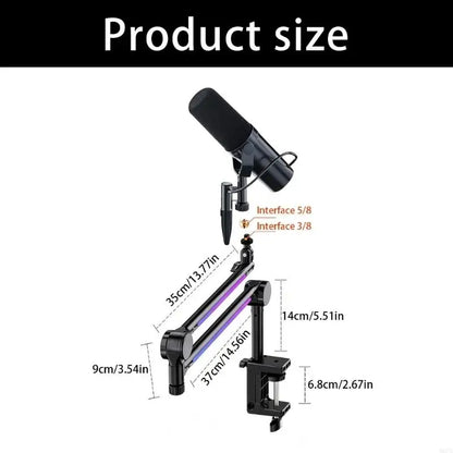Braço Articulado para Microfone Q6PA em Alumínio com Rotação 360° e RGB