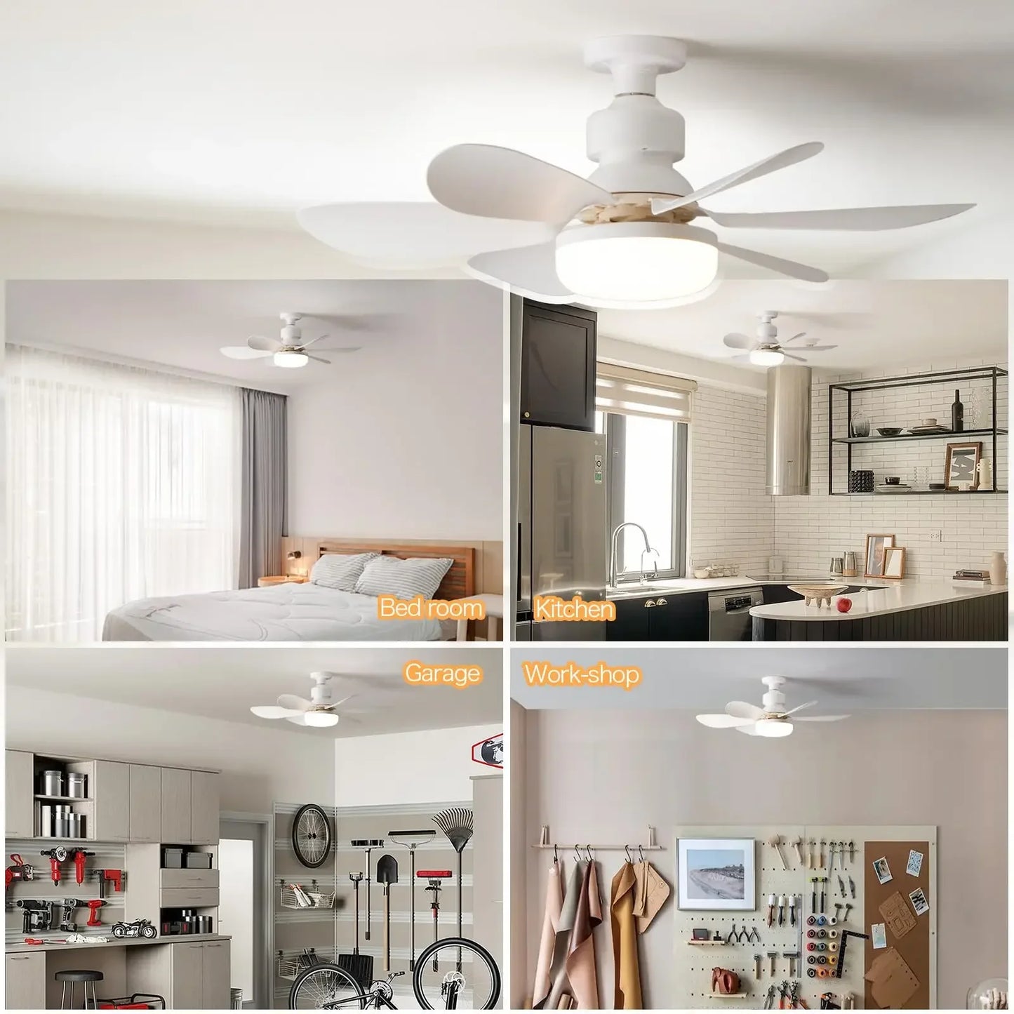 Lâmpada Ventilador de Teto LED 40W Bivolt E27 Dimerizável com Controle Remoto