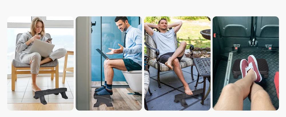 Apoio de Pés Ergonômico de Alta Resistência – Suporte de Mesa com Rolos de Massagem (Suporta até 54 kg)