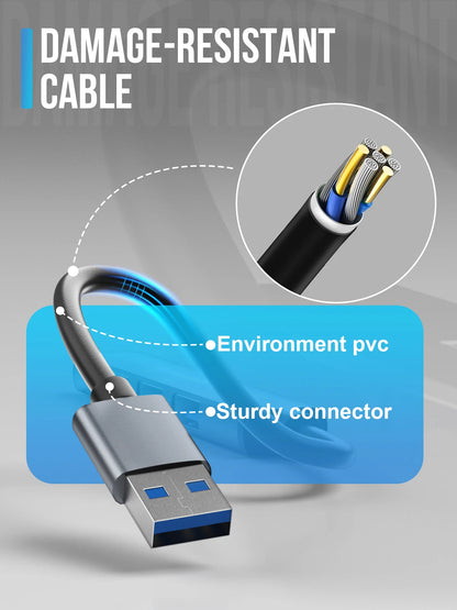 Hub USB Lemorele de Longo Alcance (120cm) com 4 Portas – Alumínio e Conexão Rápida