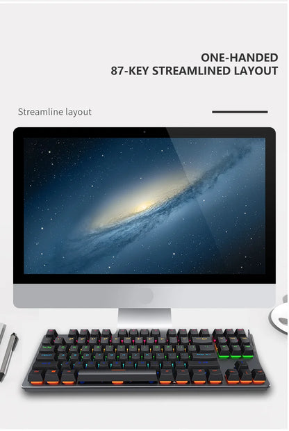 AyeBeau — Teclado Mecânico Gamer RGB 87 Teclas