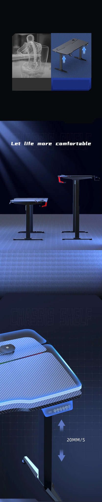 Mesa Ergonômica Elevatória Elétrica TwoBlow HA-03 com Regulagem de Altura Inteligente, Motor Duplo e Memória de Posições (140x70cm)