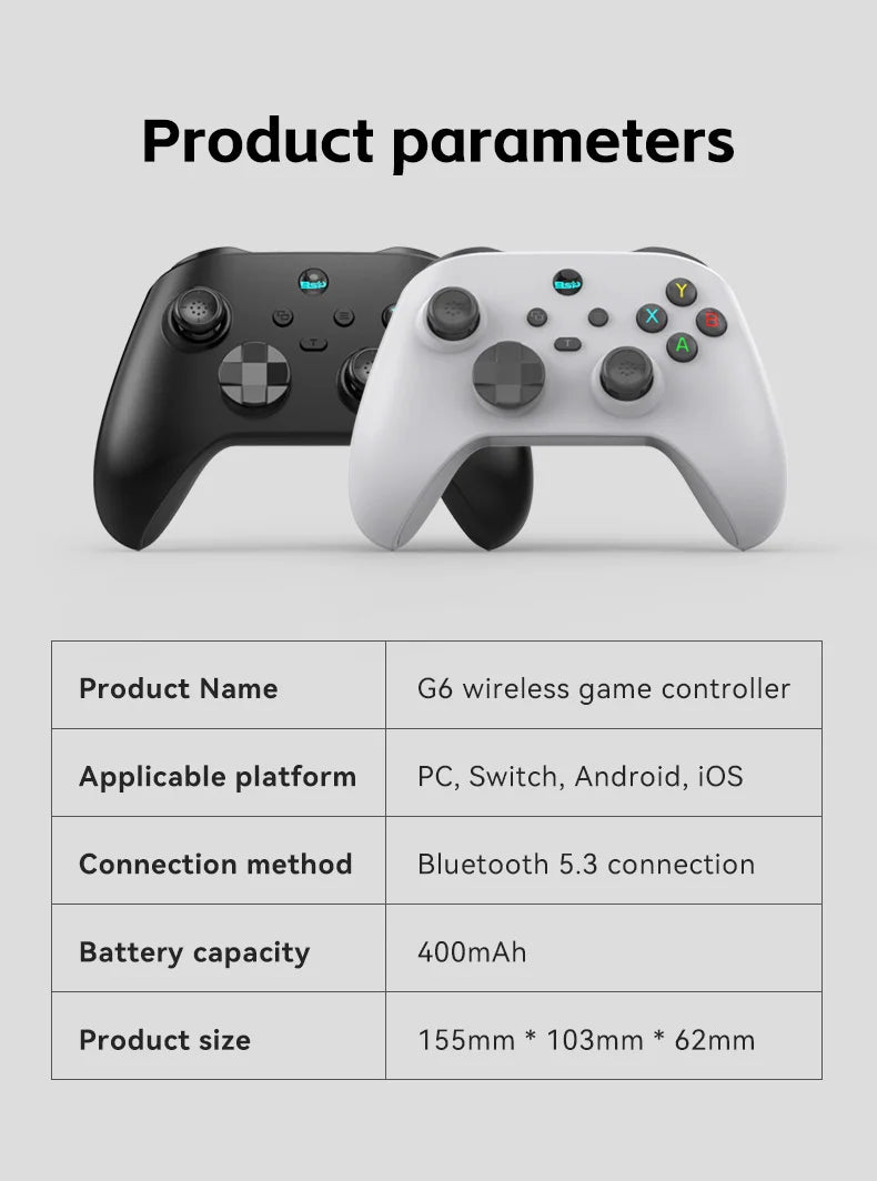 G6 — Controle Gamer Sem Fio com Hall Effect