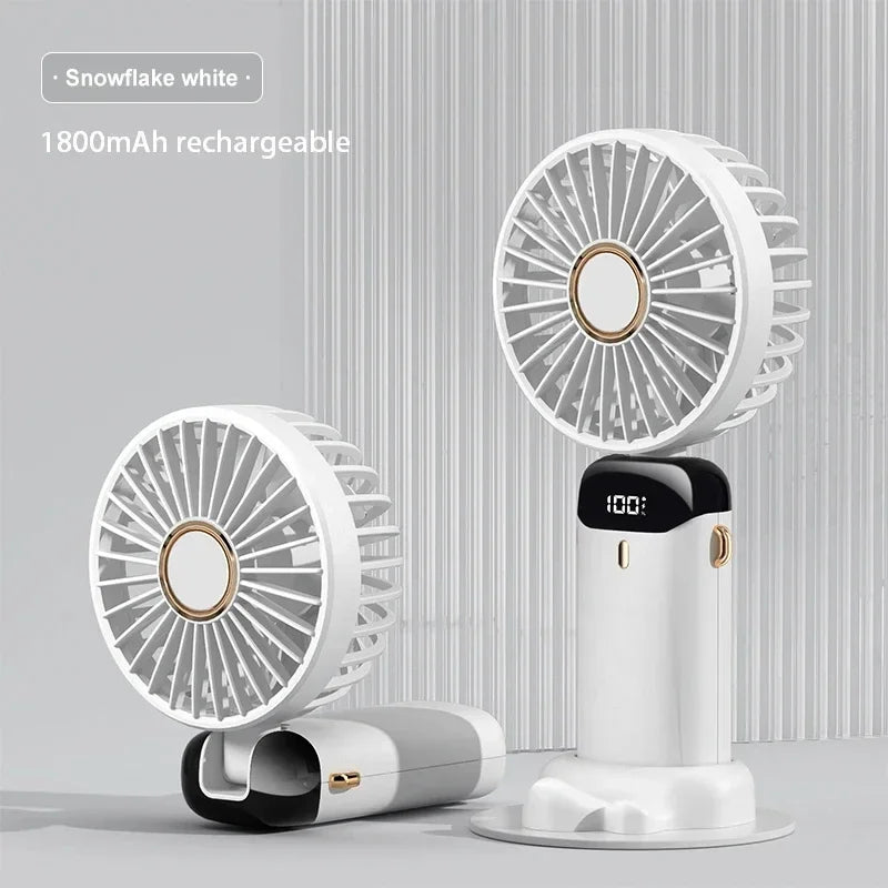 Mini Ventilador Portátil de Mão e Pescoço OIMG N15 Dobrável com Display LED e Suporte para Celular