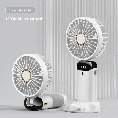 Mini Ventilador Portátil de Mão e Pescoço OIMG N15 Dobrável com Display LED e Suporte para Celular